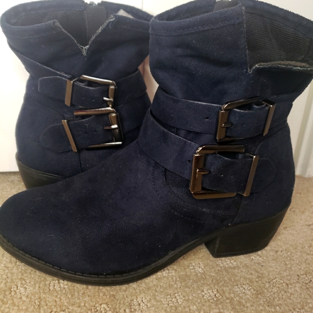 Blue Suede Booties